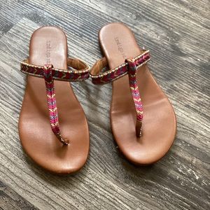 Indigord Sandals Women Size 6M Boho Pink Green Blue Yellow Straps Beads(A12)